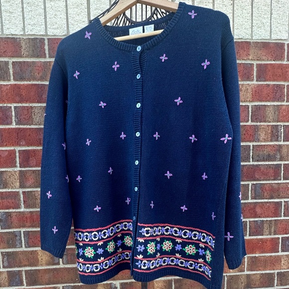 Fiorlini International Sweaters - Vintage Fiorlini Cardigan Embroidered Cottagecore Knit BOHO 90s Artistic